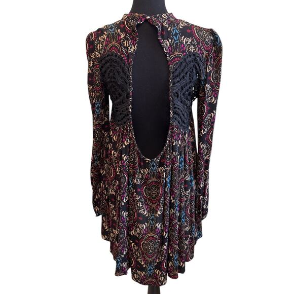 NEW FREE PEOPLE Black Paisley Print Tunic Dress Size S - Picture 5 of 7